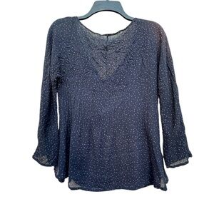 Babette Paper Bag Sheer Blue Crinkle Polka Dot Top Tunic Artsy Wimsigoth